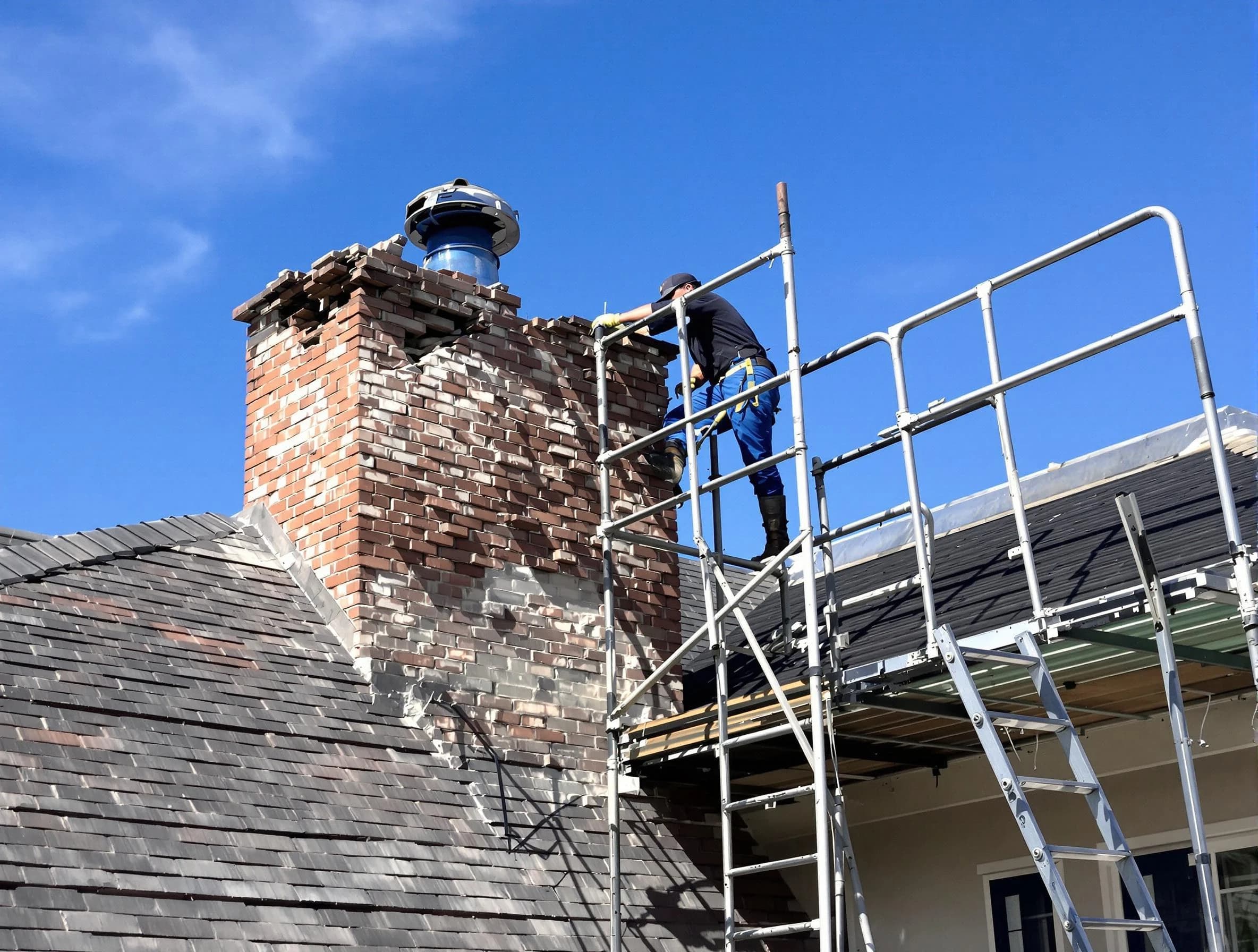 Rebuilding a chimney structure by Shawnee Chimney Sweep in Shawnee, OK