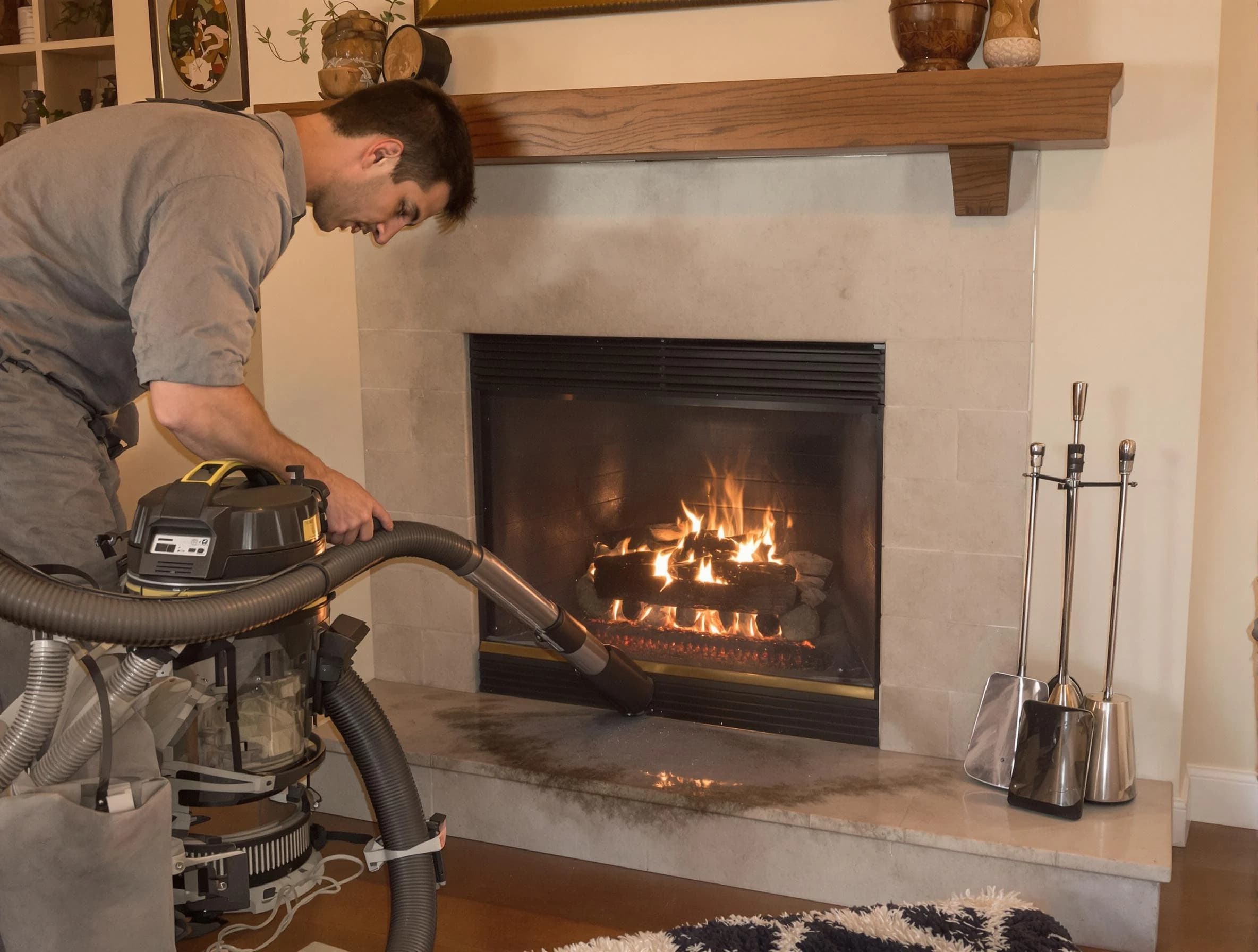 Routine fireplace upkeep by Shawnee Chimney Sweep in Shawnee, OK