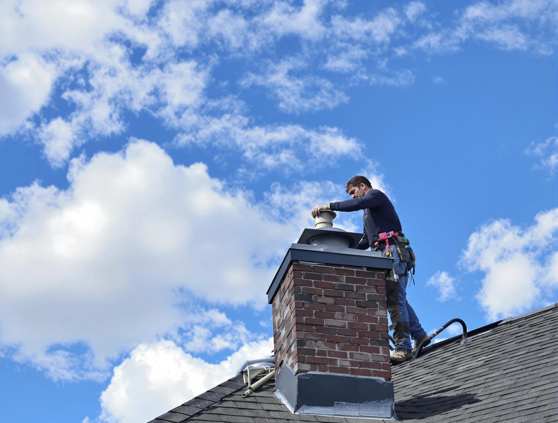 Shawnee Chimney Sweep installing a sturdy chimney cap in Shawnee, OK