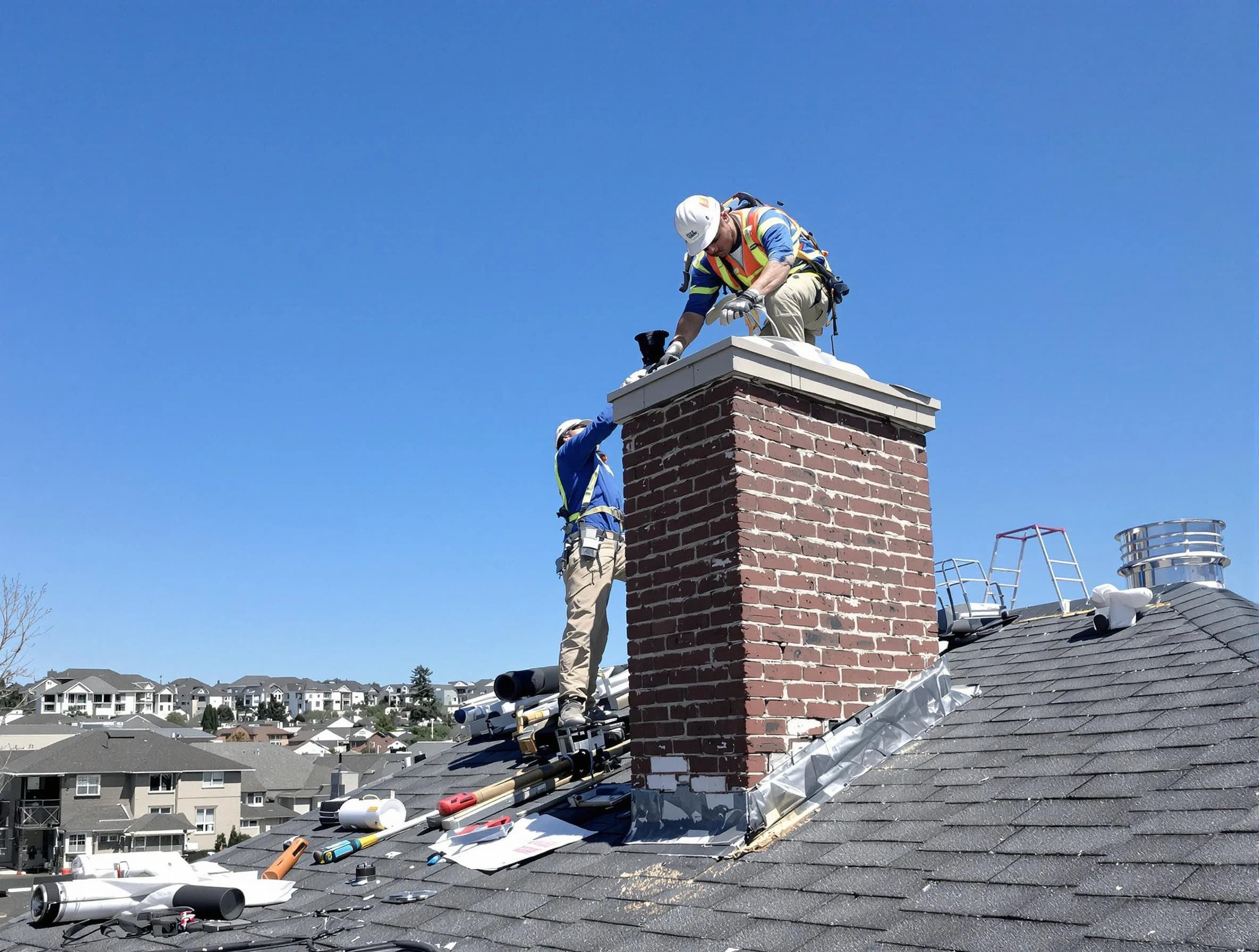 Shawnee Chimney Sweep repairing a chimney crown in Shawnee, OK
