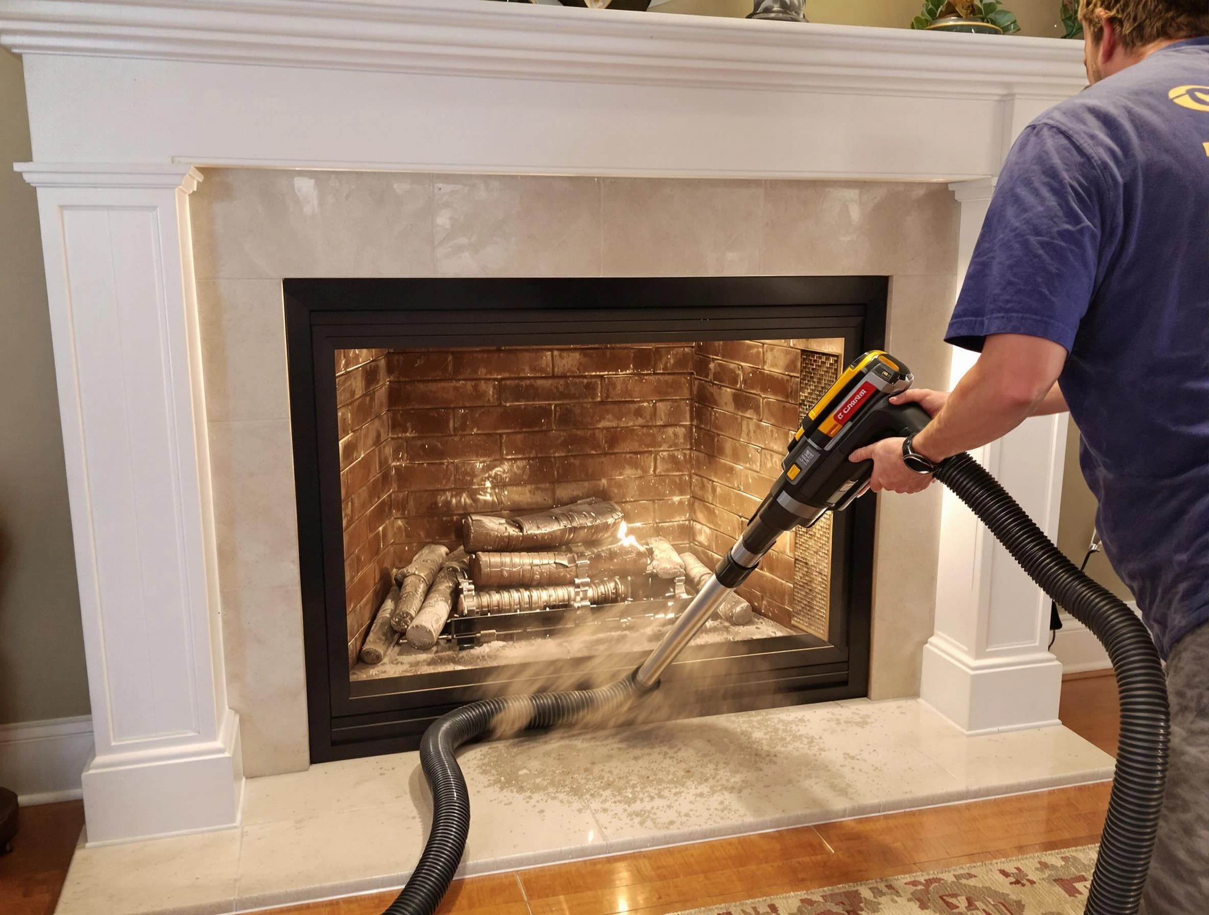 Fireplace cleaning performed by Shawnee Chimney Sweep in Shawnee, OK