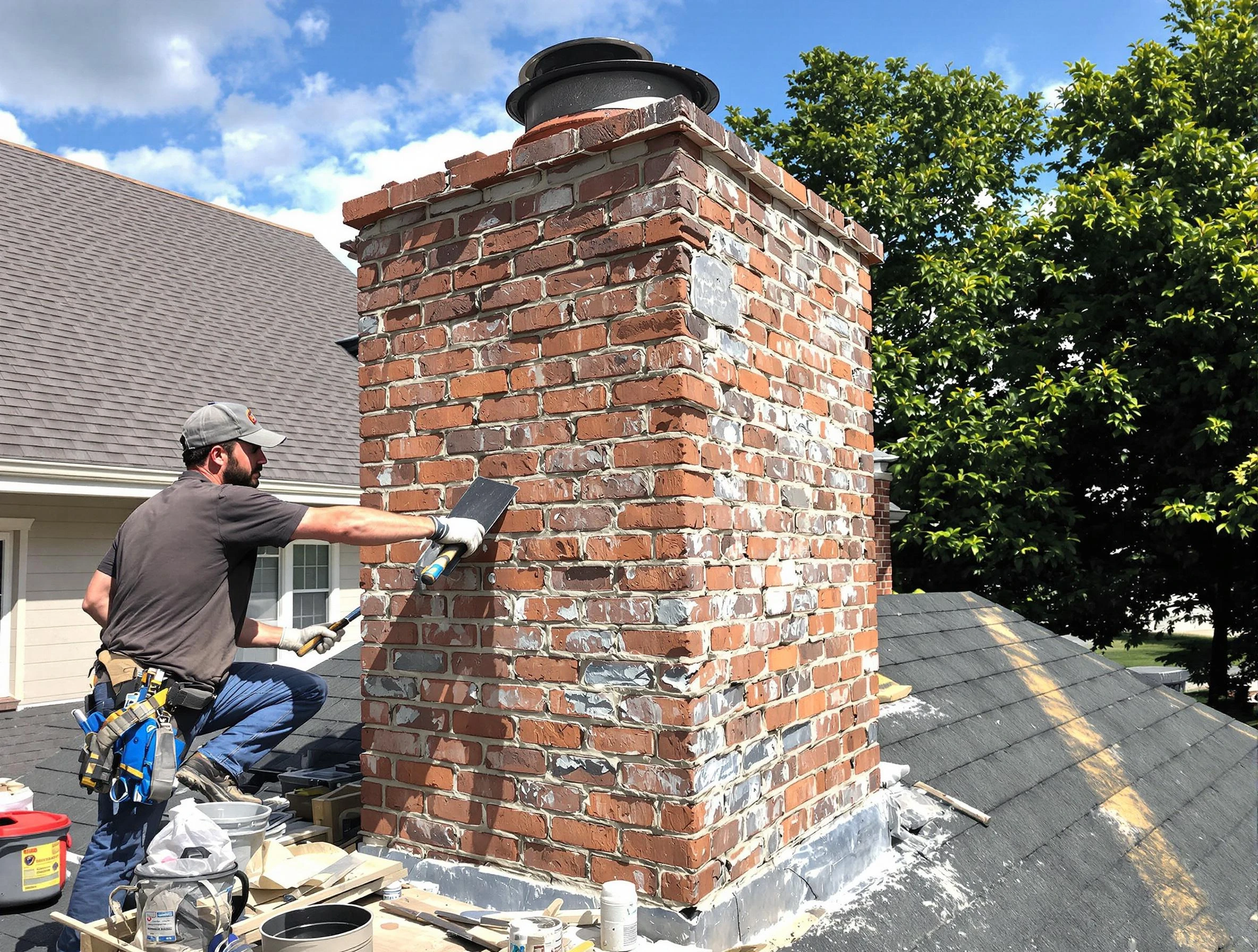 Completed chimney rebuild by Shawnee Chimney Sweep in Shawnee, OK