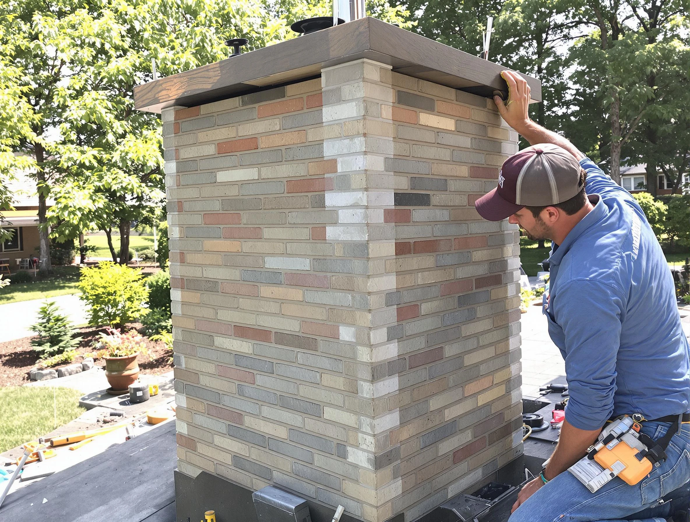 Shawnee Chimney Sweep completing a modern chimney remodel in Shawnee, OK