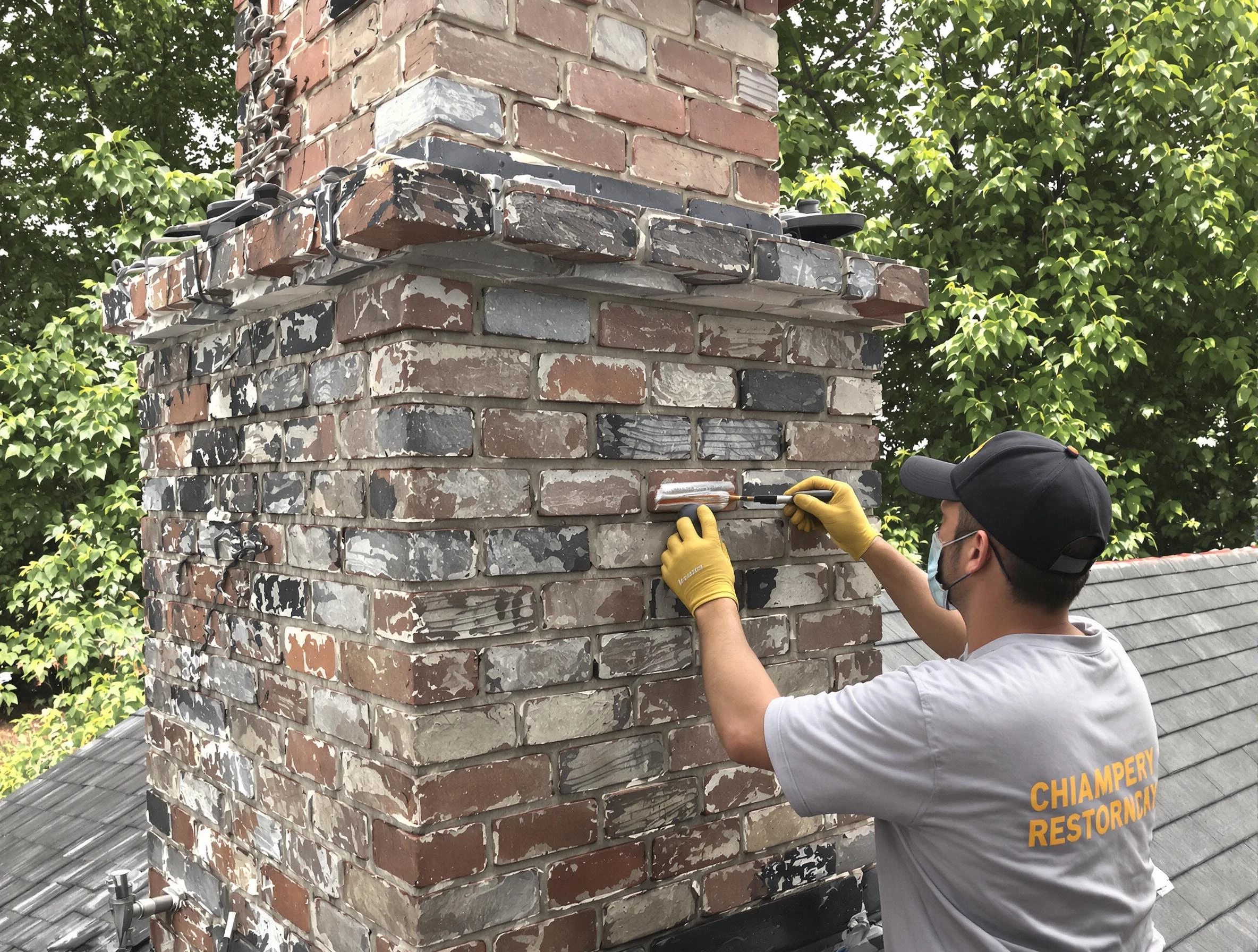 In-progress chimney restoration by Shawnee Chimney Sweep in Shawnee, OK