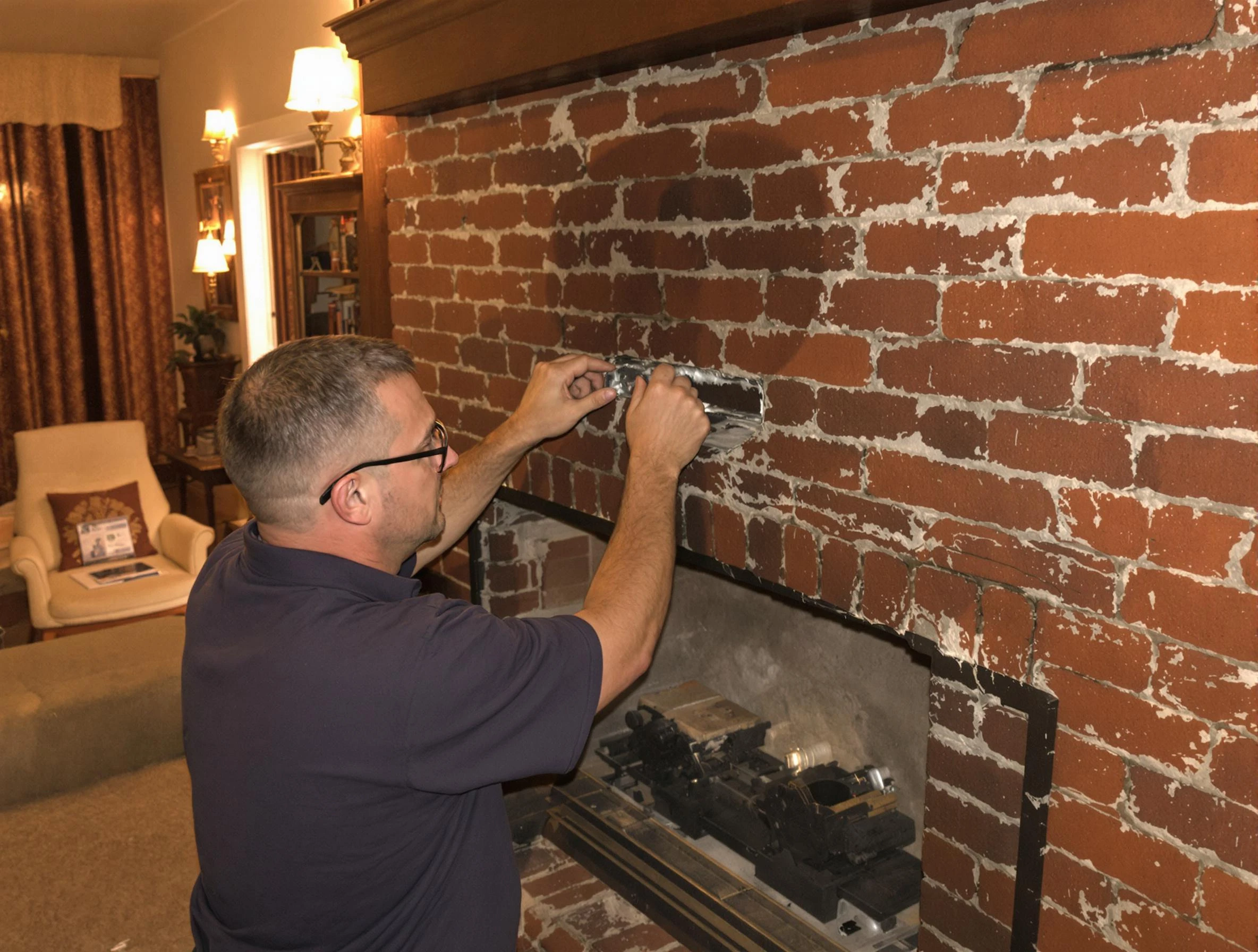 Shawnee Chimney Sweep expert fixing a fireplace in Shawnee, OK